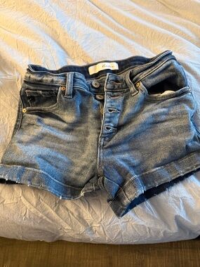 Vince Raw Hem Denim Shorts in Faded Blue